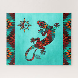 Gecko Lizard en Sun Jigzaag Puzzle Legpuzzel