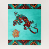 Gecko Lizard en Sun Jigzaag Puzzle Legpuzzel (Verticaal)