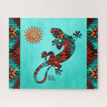 Gecko Lizard en Sun Jigzaag Puzzle