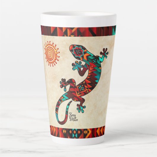 Gecko Lizard Et Sun Latte Mug (Devant)