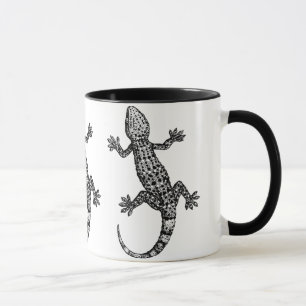 GECKO LIZARD ILLUSTRATION IN ZWARTE EN WITTE MOK
