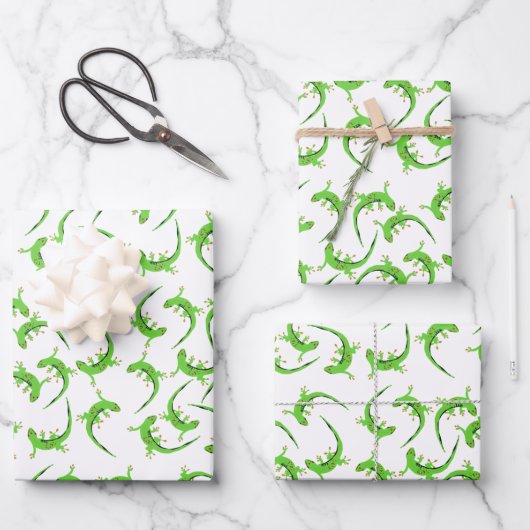 Gecko Lizard Reptile Pattern Inpakpapier Vel (Voorkant)