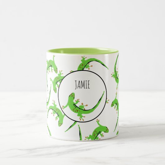 Gecko Lizard Reptile Pattern Tweekleurige Koffiemok (Center)