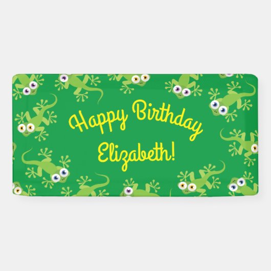 Gecko Lizards Birthday Party Cute Kinder Small Spandoek (Horizontaal)