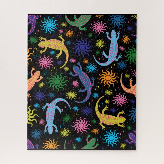Gecko Lizards Multi-Colored over druk Legpuzzel (Verticaal)
