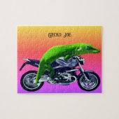 Gecko Motorrijder Pink Horizon Naam 8x10 toevoegen Legpuzzel (Horizontaal)