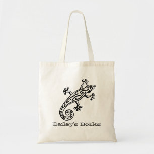 Gecko noemde de zwarte & witte bibliotheektas tote bag