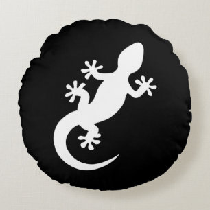 Gecko noir et blanc rond kussen