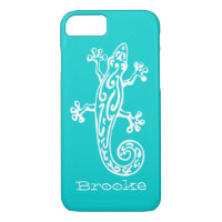 Gecko reptile blanc & nom d'aqua iPhone 7 coque
