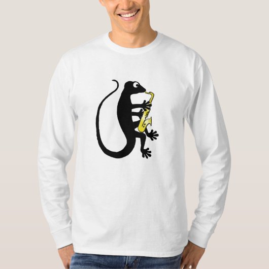 Gecko Saxophone Long Slapes Shirt (Voorkant)