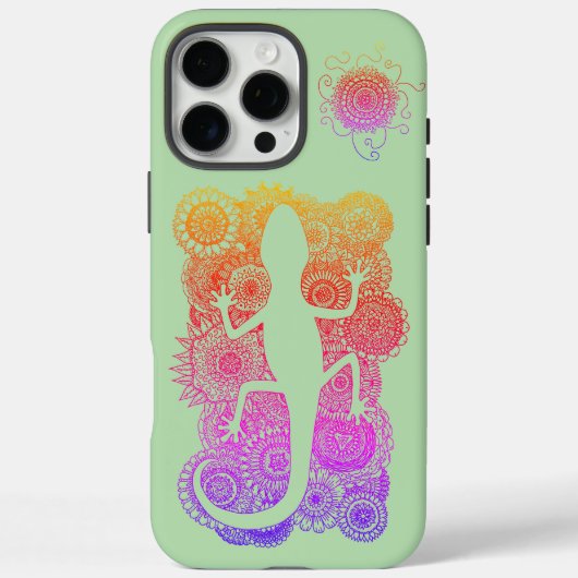 Gecko sitzt auf Mandala Blumen Case-Mate iPhone Case (Achterkant)