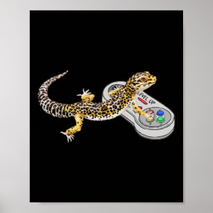 Gecko Spelen Videogame Lizard & Reptielen Gam Poster