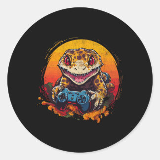 Gecko Spelen Videogame Lizard &amp; Reptielen Gam Ronde Sticker