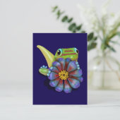Gecko with Zinnia Flower Briefkaart (Staand voorkant)