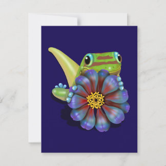 Gecko with Zinnia Flower Briefkaart