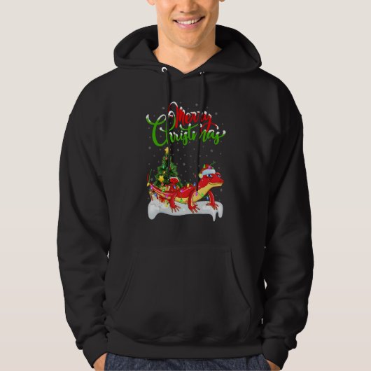 Gecko Xmas Decorations Santa Gecko Christmas Hoodie (Voorkant)