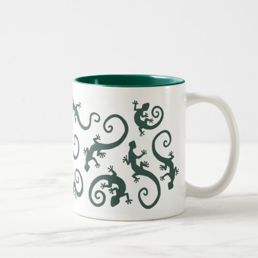 geckos_EMERALD_mok Tweekleurige Koffiemok (Rechts)