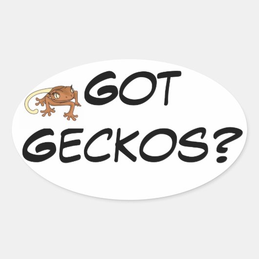 Geckos w met Gecko Afbeelding Ovale Sticker (Voorkant)