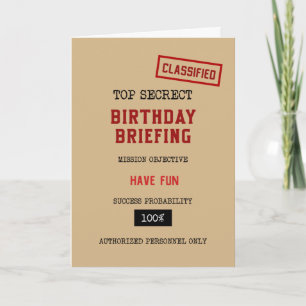 Geclassificeerde Verjaardagsbriefing Grappige Verj Kaart