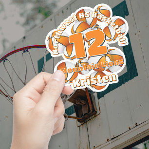 Geclusterde oranje team kleuren basketballen kinde sticker