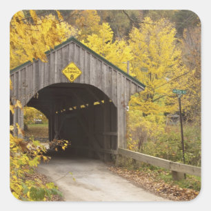 Gecodeerde brug, Vermont, Verenigde Staten 2 Vierkante Sticker