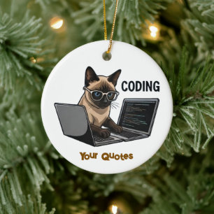 Gecodeerde Siamese Kat Cartoon Keramisch Ornament