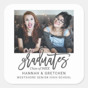 Gecombineerd Afstuderen met foto Vierkante Sticker