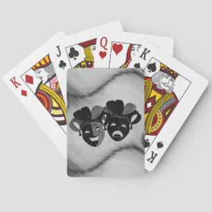 Gecombineerde en tragische theater jester maskers pokerkaarten