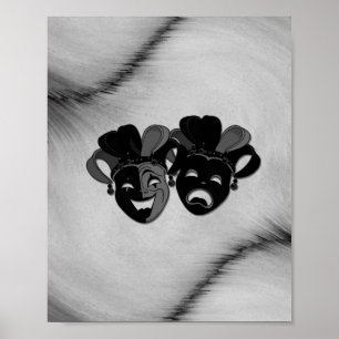 Gecombineerde en tragische theater jester maskers poster