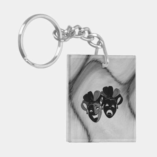 Gecombineerde en tragische theater jester maskers  sleutelhanger (Voorkant Links)