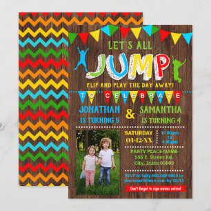 Gecombineerde fotoparty over verjaardagscampoline kaart