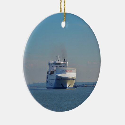 Gecombineerde veerboot en containerschip keramisch ornament (Rechts)