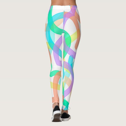 Geconcentreerd gele blauwe rode Abstracte kunstsch Leggings (Achterkant)