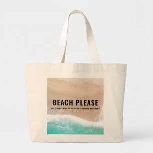 Geconcentreerd strandbekken zomer grappige typogra grote tote bag