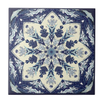 Geconstrueerd Great Blue Wave Mandala Ceramic Tile