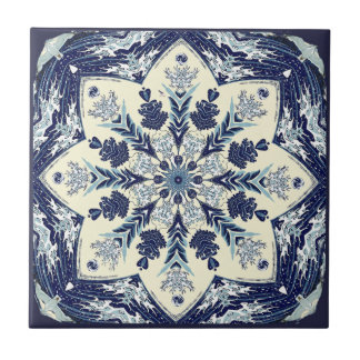 Geconstrueerd Great Blue Wave Mandala Ceramic Tile Tegeltje