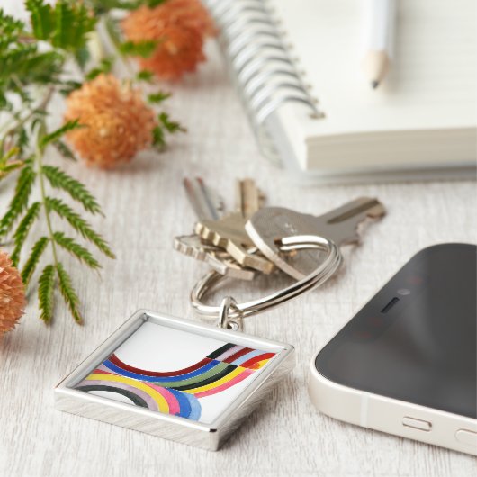 Geconstrueerde regenboog - Verticaal Sleutelhanger (Zijkant)