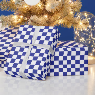 Gecontroleerd blauw en wit cadeaupapier