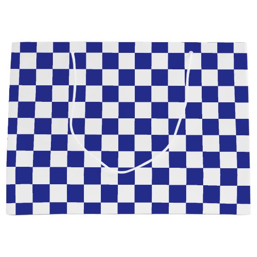 Gecontroleerd blauw en wit groot cadeauzakje (Voorkant)