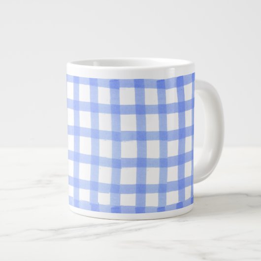 "Gecontroleerd blauw en wit" Grote Mok Jumbo-Mok (Voorkant rechts)