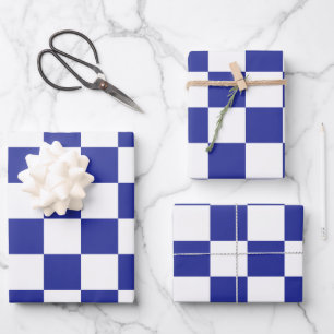 Gecontroleerd blauw en wit inpakpapier vel