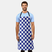 Gecontroleerd blauw en wit schort (Gedragen)