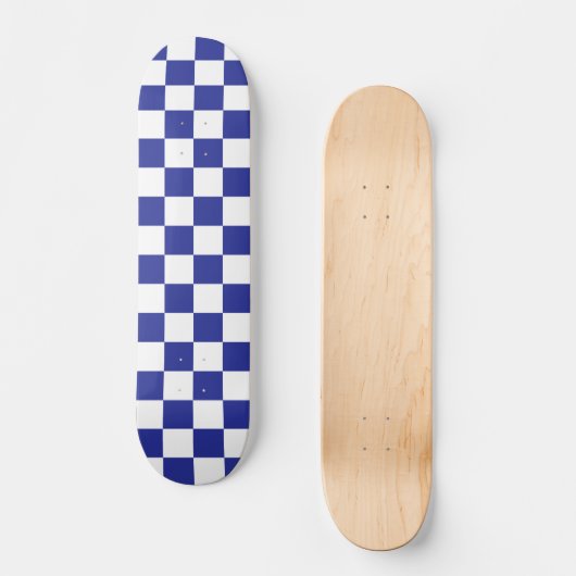 Gecontroleerd blauw en wit skateboard (Voorkant)