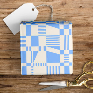 Gecontroleerd blauw en witboek voor onderweg cadeaupapier