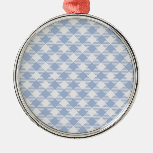 Gecontroleerd Blauw Gingham Classic patroon Metalen Ornament (Voorkant)