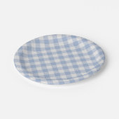 Gecontroleerd Blauw Gingham Classic patroon Papieren Bordje (Gekanteld)