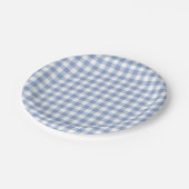 Gecontroleerd Blauw Gingham Classic patroon Papieren Bordje (Gekanteld)