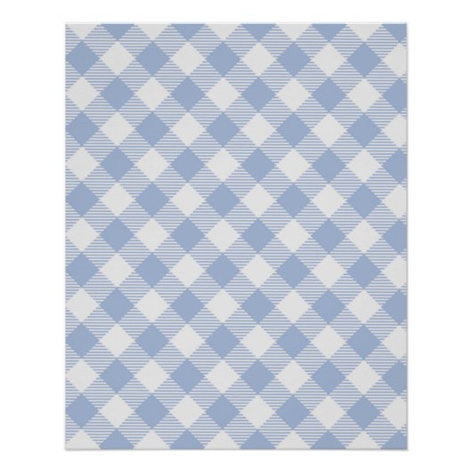 Gecontroleerd Blauw Gingham Classic patroon Perfect Poster (Voorkant)