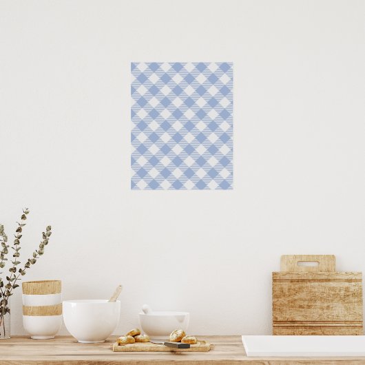 Gecontroleerd Blauw Gingham Classic patroon Poster (Keuken)