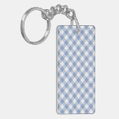 Gecontroleerd Blauw Gingham Classic patroon Sleutelhanger (Voorkant Links)